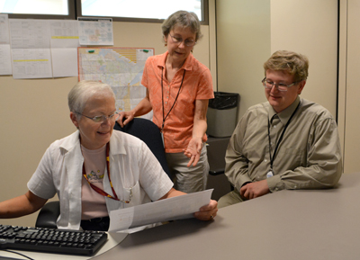 Photo of Nancy Melvin, Pam Newsome and Charles Stech.