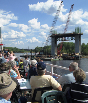Photo of boat tour of the St. Croix Crossing project.