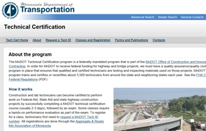 Graphic of Technical Certification Program web page.