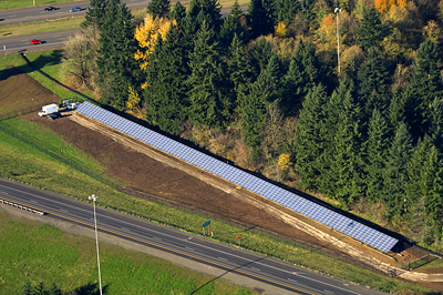 Photo of solar array highway project in Oregon.