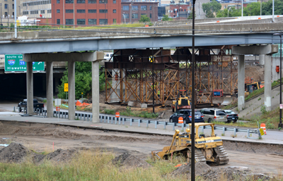 Photo of Interstate 35W project at 4th Street in Minneapolis.
