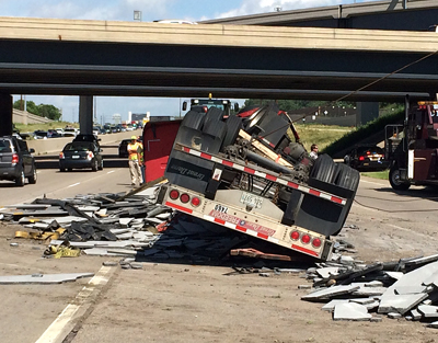 Photo of a semi rollover.