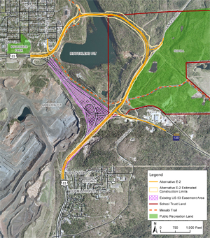 Graphic of Hwy 53 relocation project.