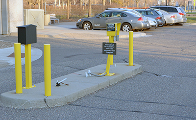 Photo of Lot G next to the Transportation Building.