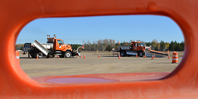 Photo of snowplows during SPOT training.