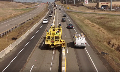 Photo of movable barriers on I-494.