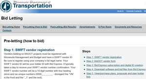 Screenshot of the MnDOT Bid Letting web page.