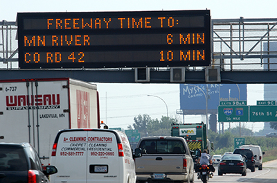 Photo of electronic highway sign.