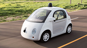 Photo of a driverless car.