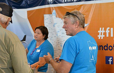 Photo of the MnDOT booth at the OshKosh airshow.