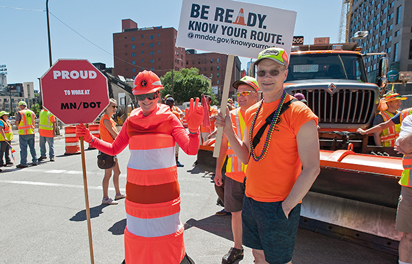 Photo of employees in Pride parade.