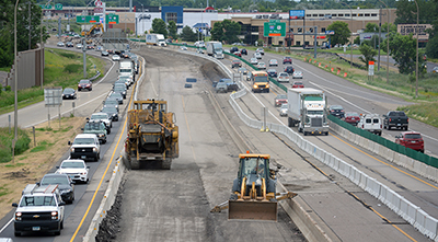 Photo of construction on Interstate 694.