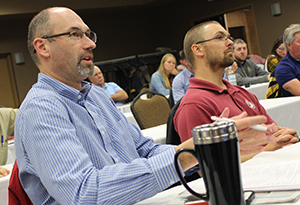 Photo of Barry Paye, Wisconsin DOT chief materials engineer; and Tim Clyne, MnDOT Metro District materials engineer.