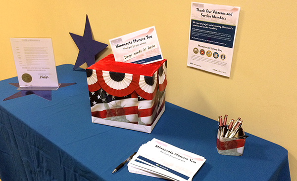 Photo of Minnesota Honors You table at D1 headquarters in Duluth.