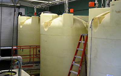 Chemical tanks inside 1-35W/St. Anthony pump house.