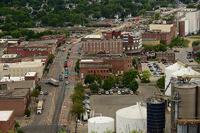Aerial view of Hwy 61 in downtown Red Wing. 