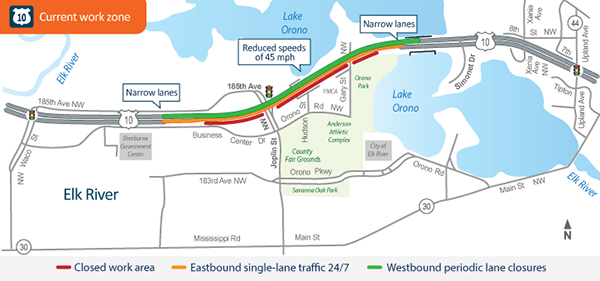 Map detailing Hwy 10 project in Elk River
