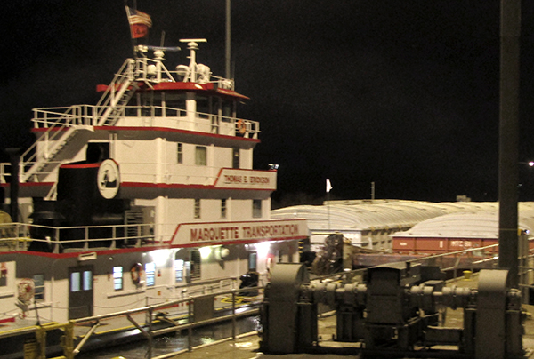 Photo of motor vessel on Mississippi River.