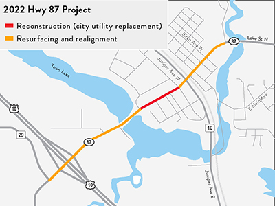Map of Hwy 87 project.