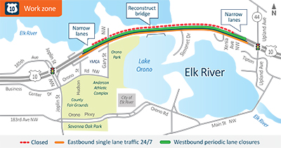 Map of Hwy 10 project in Elk River.