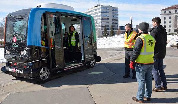 Photo of autonomous bus.