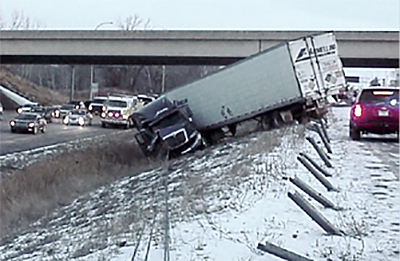 Photo of a highway accident.