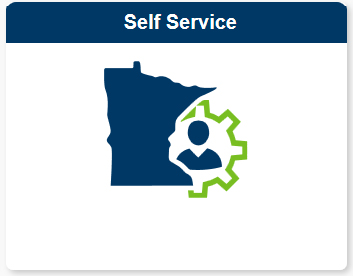 Self service logo, which features a gear superimposed over an outline of the state