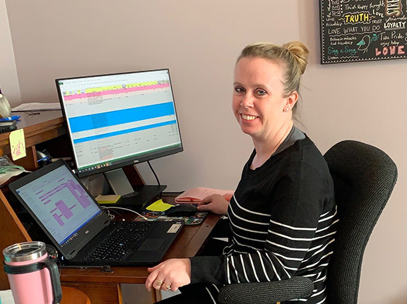 photo: Heather Lukes, working from home