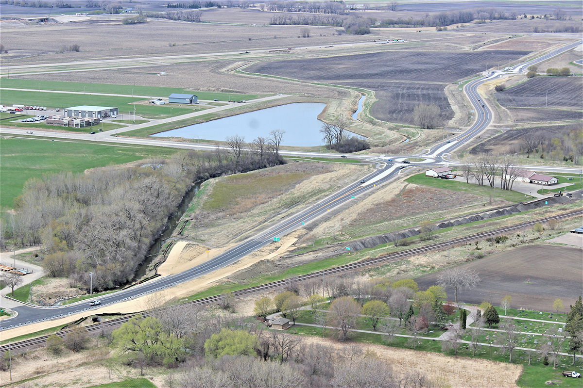 Photo: an aerial view of the Willmar Wye project