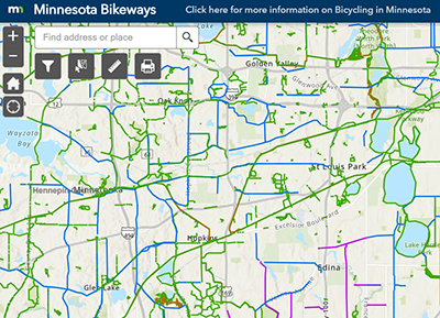 Graphic: Web-based Minnesota Bikeways map