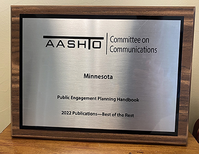 Photo: AASHTO award plaque.