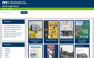 Graphic: Screen capture of front page of new digital library.