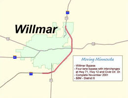 Map of Willmar bypass