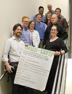 Photo of Philip Schaffner, Jake Reuter, Bobbi Retzlaff, Kirby Becker, Erik Baxstrom, Mark Nelson, Katie Caskey, Shaker Rabban and Ryan O’Keefe.