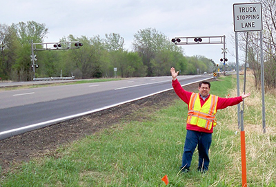 Photo of Dave Johnson, White Bear Lake School District on Hwy 61.