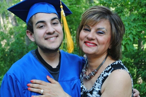 Photo of Farideh Amiri and her son Roosbeh.