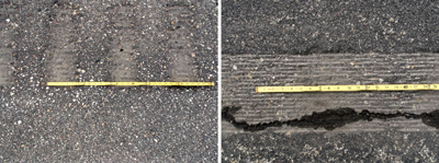 Photos of rumble strips.