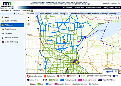 Screenshot of a 511 map.