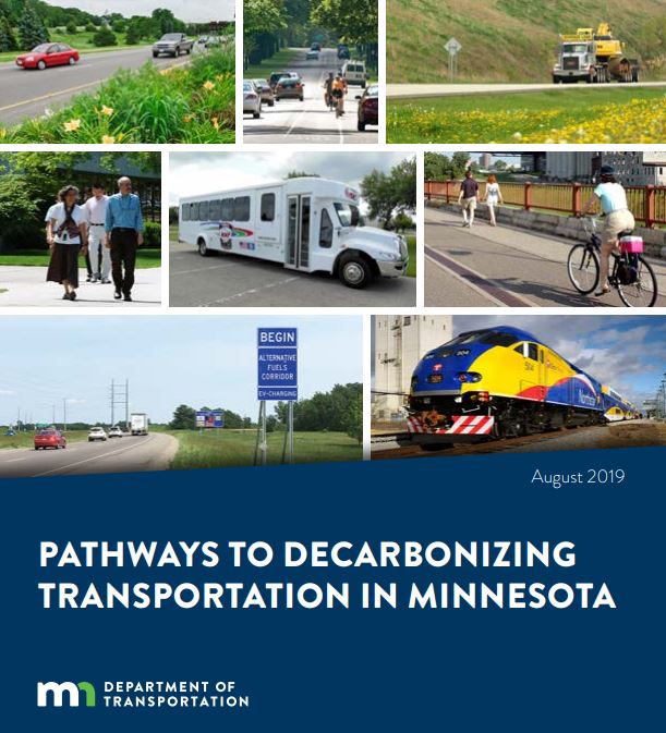 Photo: cover of the Pathways to Decarbonizing Transportation in Minnesota report